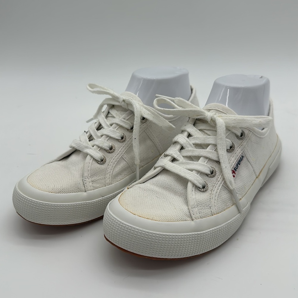Superga Women's Cotu Classic 2750 White Canvas Sneakers Sz 37.5 US 7 EUC - Picture 3 of 16